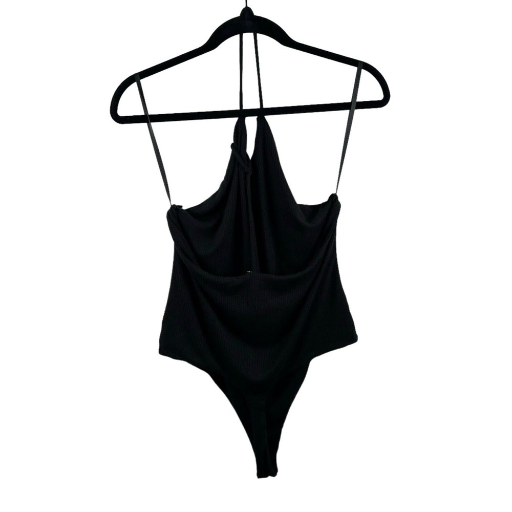AFRM Womens Bodysuit Black XL Rayon Blend Stretch Ribbed T Back